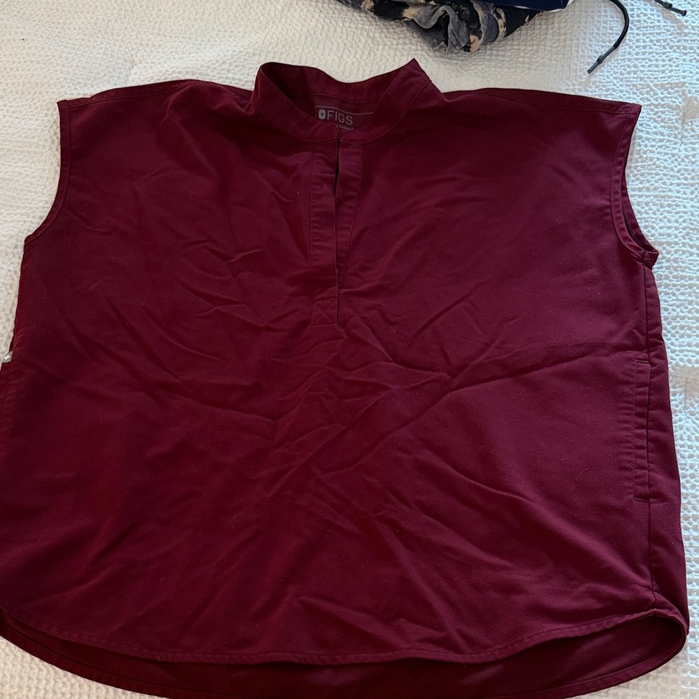Figs Burgundy Sleeveless Top